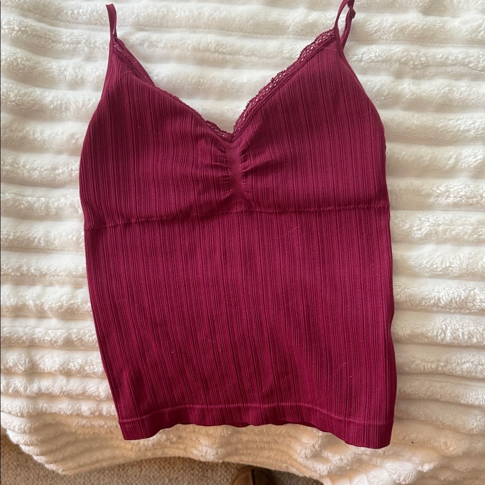 No Boundaries Maroon Lace Trim Camisole